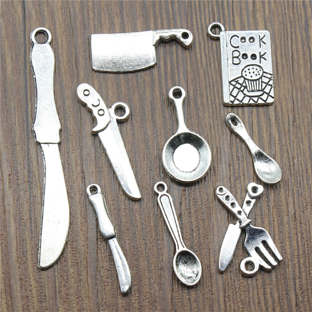 앤티크 실버 컬러 주방 칼 참 쥬얼리, DIY 요리 책 - Vintage Collectible Spoons 리뷰 및 가격